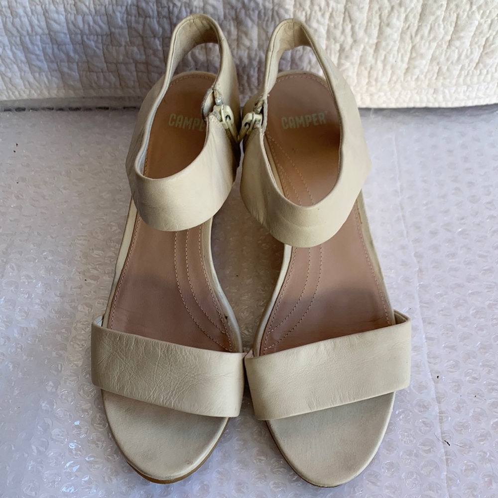 Camper cream wedge, sandals